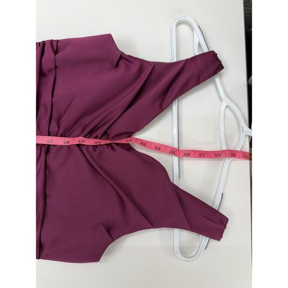 Davids Bridal Womens Dress Size 6 Purple Plum Sleeveless Satin V-Neck Wedding - Picture 11 of 12